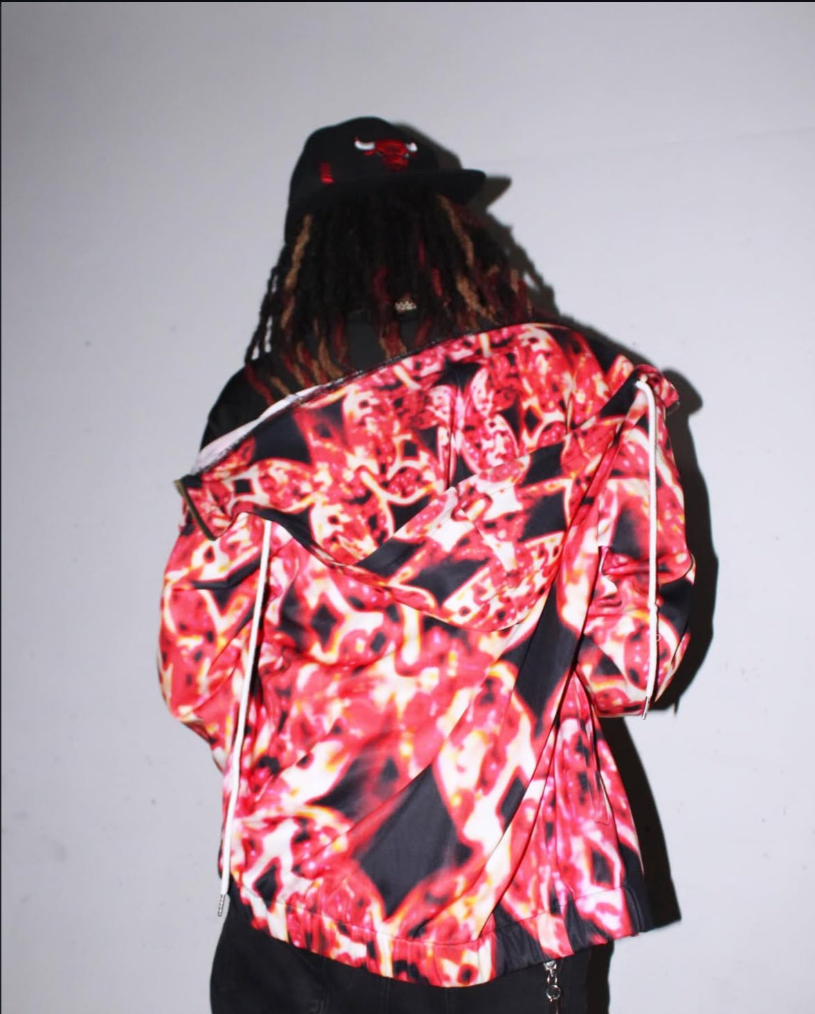 Red trance zip hoodie.:•(men's)